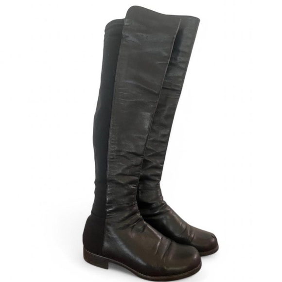 Stuart Weitzman Black #5050 Over The Knee Boot Scuffs Size 5.5 Chic Gossip Girl - Picture 2 of 11